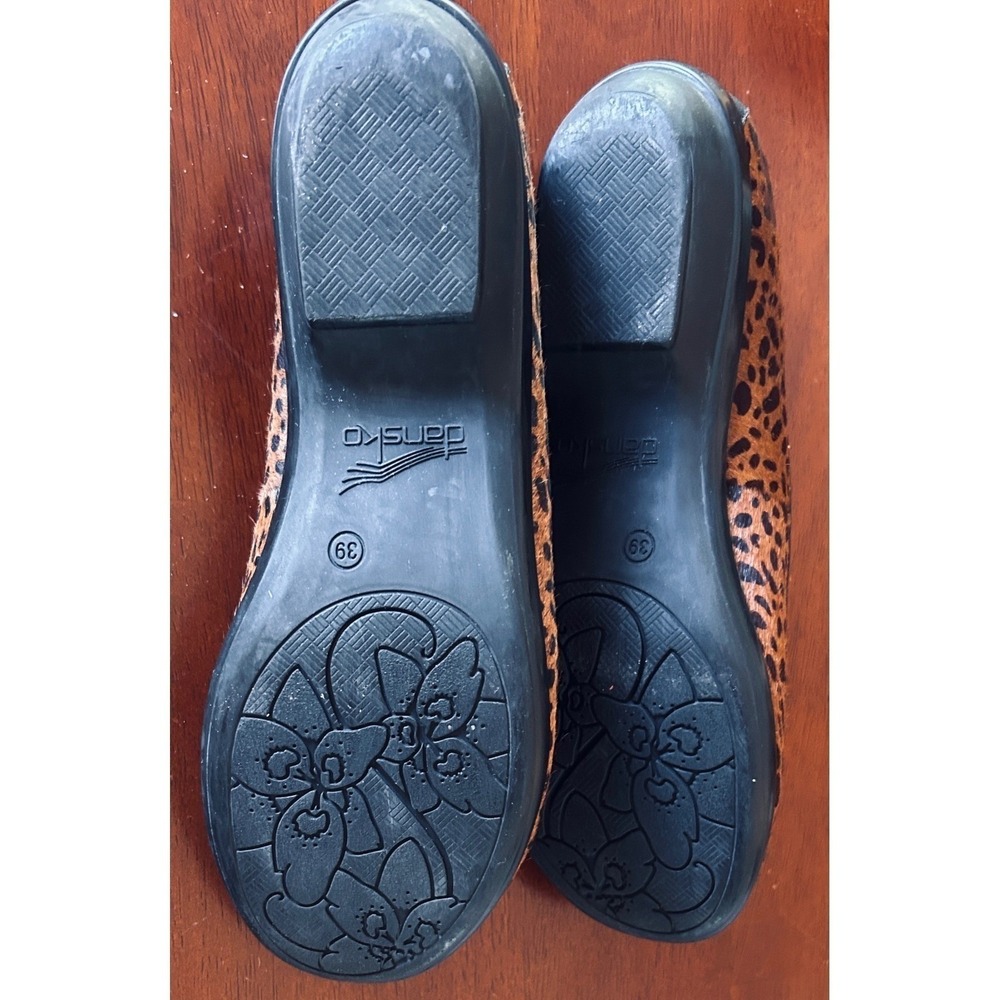 Dansko Loafers Calf Hair 39 Leopard Print Brown Nursing Clogs Mob Wife Eclectic - Picture 7 of 7
